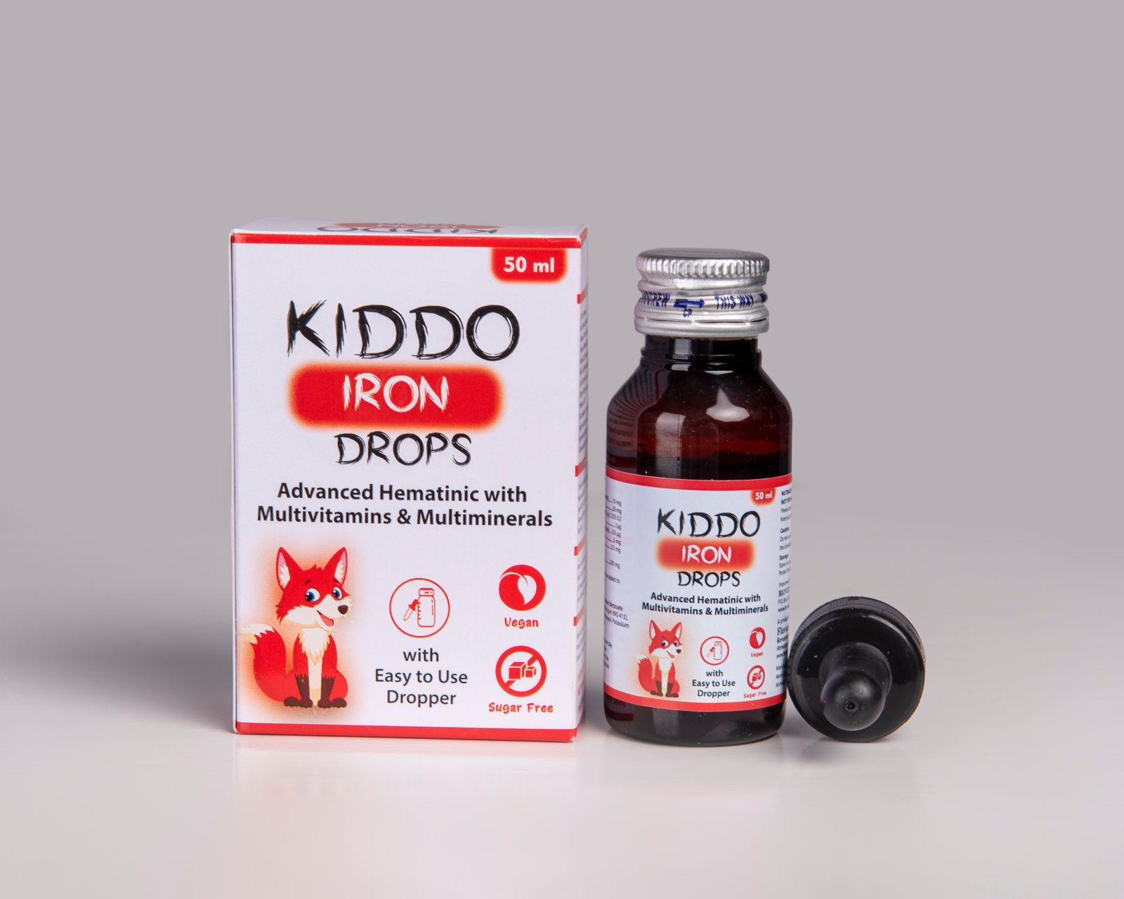 Kiddo Iron Drops product packaging
